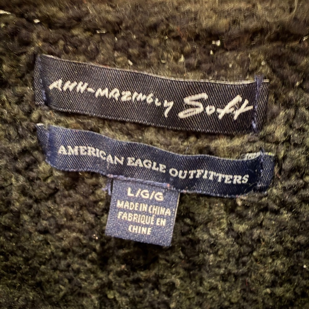 American Eagle Ahh-mazingly Soft Charcoal Grey Ribbed Knit Sweater Large L - Picture 2 of 6